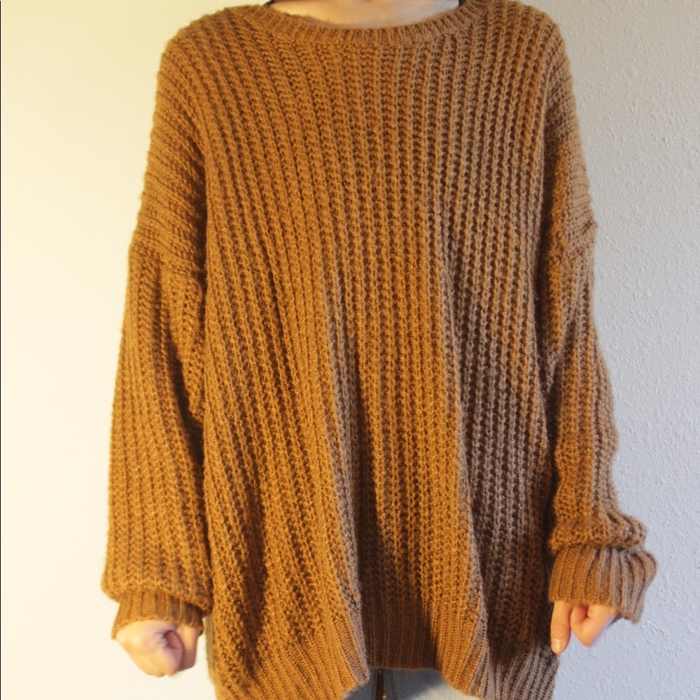 Haoyuanxiang Brown Baggy Sweater